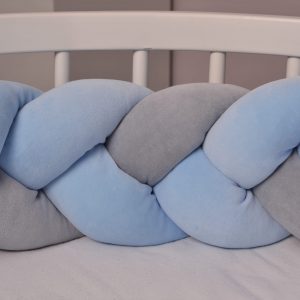 Tour de lit tressé 3 Épis - blue gray