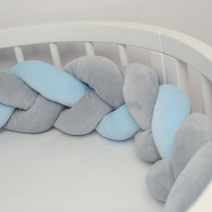 Tour de lit tressé 3 Épis - gray blue