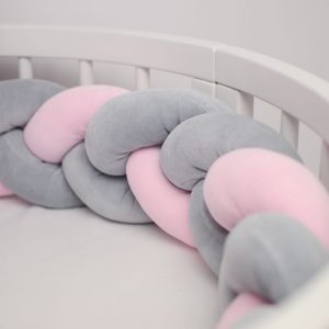 Tour de lit tressé 3 Épis - gray pink