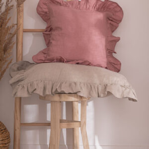 Housses de coussin - avec volant - Dusty pink, Natural linen