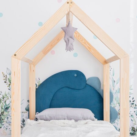 Tête de lit, panneau tapissé Dinosaure - Bleu